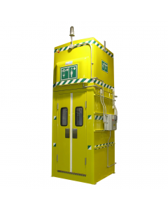 1200L polar tank fed safety shower with doors - immersion heated