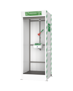 Unheated cubicle safety shower with eye/face wash