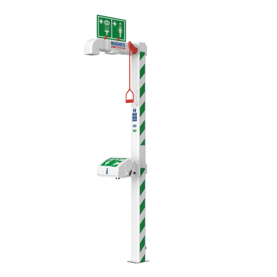 Jacketed and insulated safety shower with ASA closed bowl eye wash