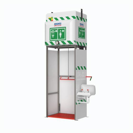 350L tank fed safety shower - immersion heated