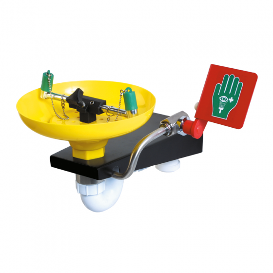 Hughes ABS open bowl eye wash with push plate activation